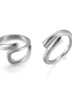 Open ring girl复古夸张交错几何关节戒指ins风 朋克开口指环女