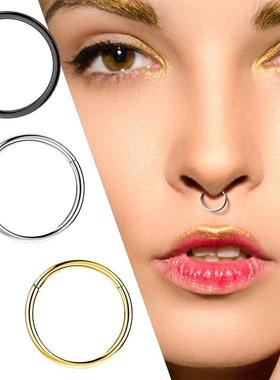 1PC Stainless Steel Nose Hoop Septum Piercing Clicker Hinged