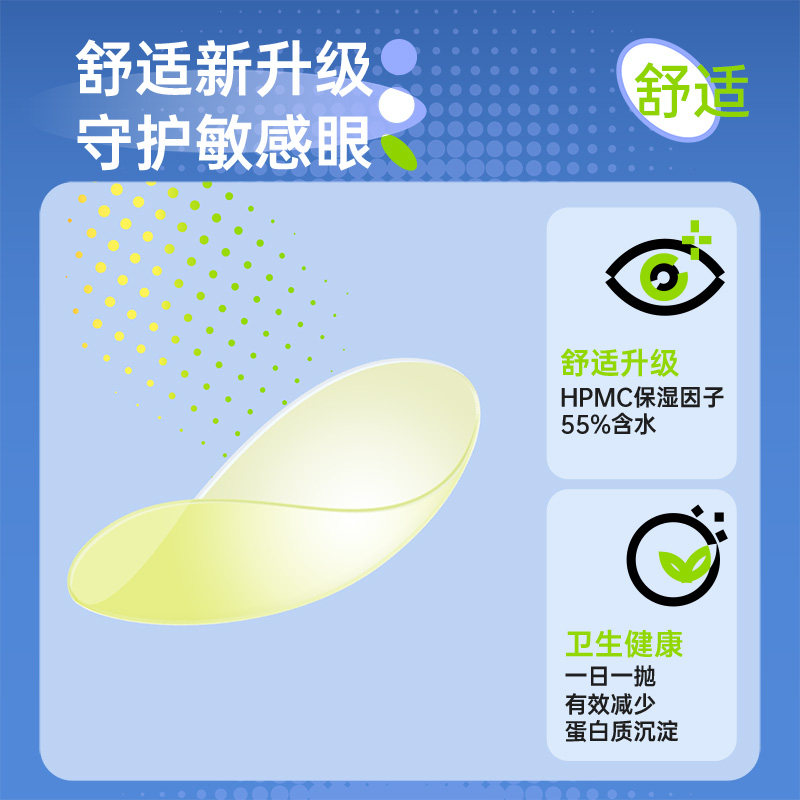 【防蓝光小蓝袋】ophthalab欧舒天高透氧近视隐形眼镜日抛30片