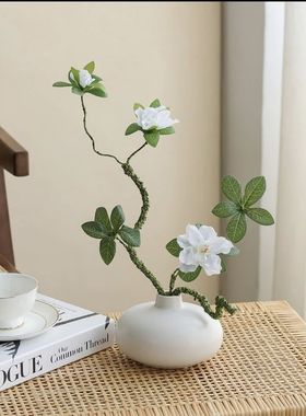 禅意桌面摆设陶瓷花瓶仿真杜鹃花