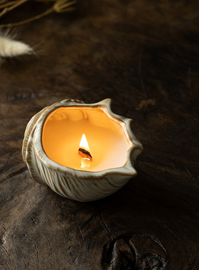 海螺香薰蜡烛罐陶瓷烛台装饰摆件