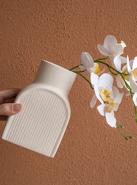 素烧陶瓷花瓶高级感插花装饰摆件