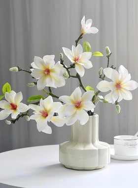 仿真玉兰花客厅陶瓷花瓶装饰摆件