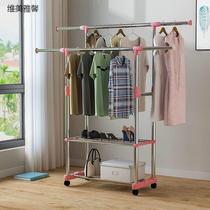 Simple assembly of clothes hanger floor folding double-pole style single-pole style clotheshorse indoor clotheshorse bedroom hanging clothes