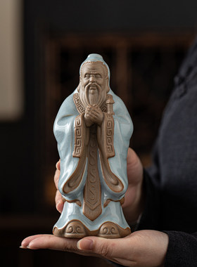 至圣先师万世师表孔子历史人物陶瓷摆件书房博古架装饰教师节送礼