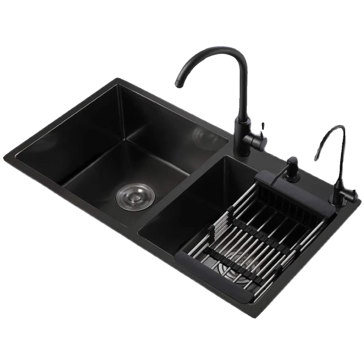 华帝水槽双槽纳米不锈钢洗碗池厨房手工加厚洗菜盆台上中下盆-图3
