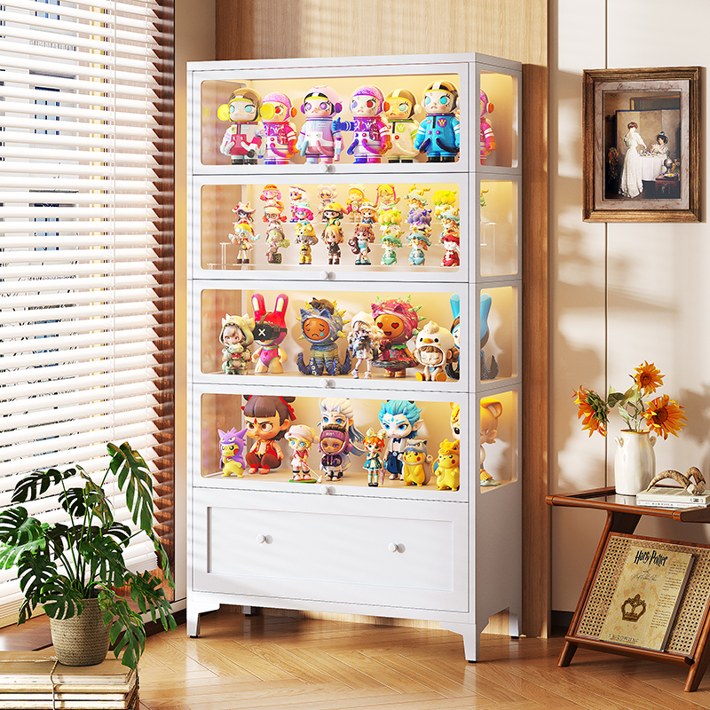 利家汇手办展示柜家用玻璃门陈列柜痛柜铁皮柜乐高摆件盲盒收纳柜 - 图0