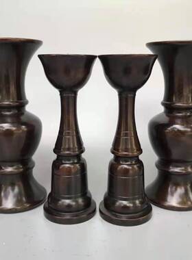 新品复古纯铜五供香炉r烛台佛前供奉室内铜香炉祖先桌面供奉摆件