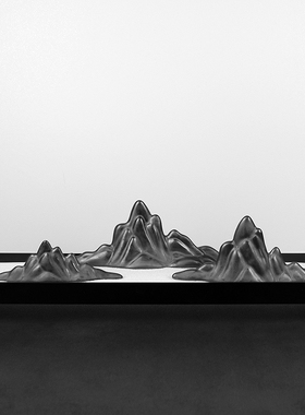 极速现代简约新中式家居饰品铁艺陶瓷假山托N盘样板房酒店桌面软