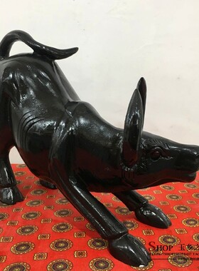 新品天然黑曜石华尔街牛摆u件家居客厅酒柜电视柜办公室工艺品礼
