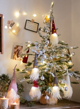 新品掬涵发光圣诞老人玩r偶摆件圣诞树装饰帽吊灯吊饰酒瓶套橱窗