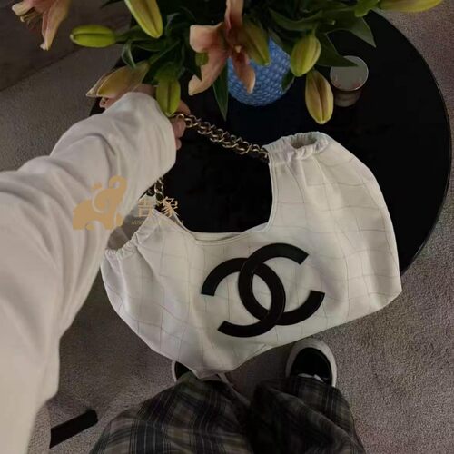 Chanel/香奈儿26M新款女包黑色大双C菱格纹tote托特包腋下包 - 图0