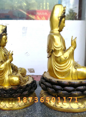 速发观大号纯工观音菩萨南无观世音铜像滴水特音家居铜器铜艺桌面