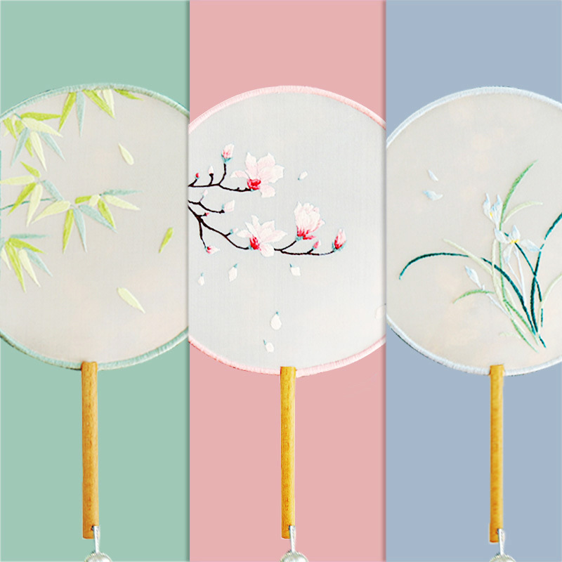 速发刺绣手工材料包自绣团扇制作礼物苏学者古扇初绣风子 - 图0