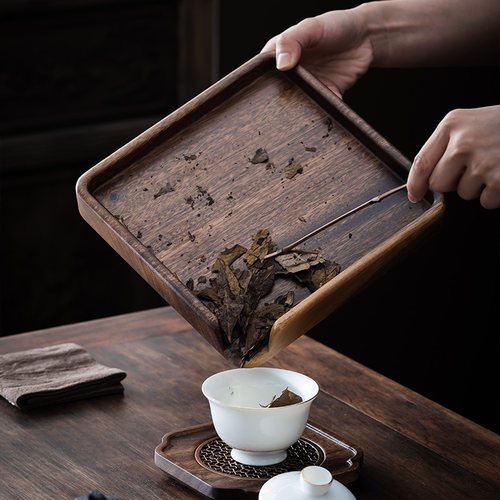 胡桃实木普洱茶盒茶饼收纳盒茶钳茶刀茶针茶具茶道配件赏茶分茶盘 - 图1