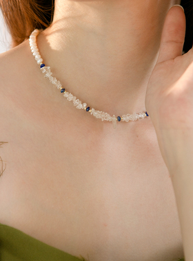 6.3新款时尚气质优雅天然石项链轻奢天然珍珠高级感锁骨链