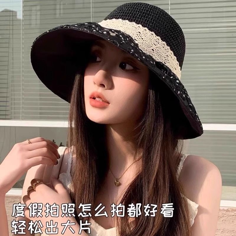 夏季蝴蝶结草帽帽子渔夫帽蕾丝太阳帽遮阳帽度假遮阳防晒海边沙滩,淘宝优惠券,粉丝福利购,淘宝优惠卷