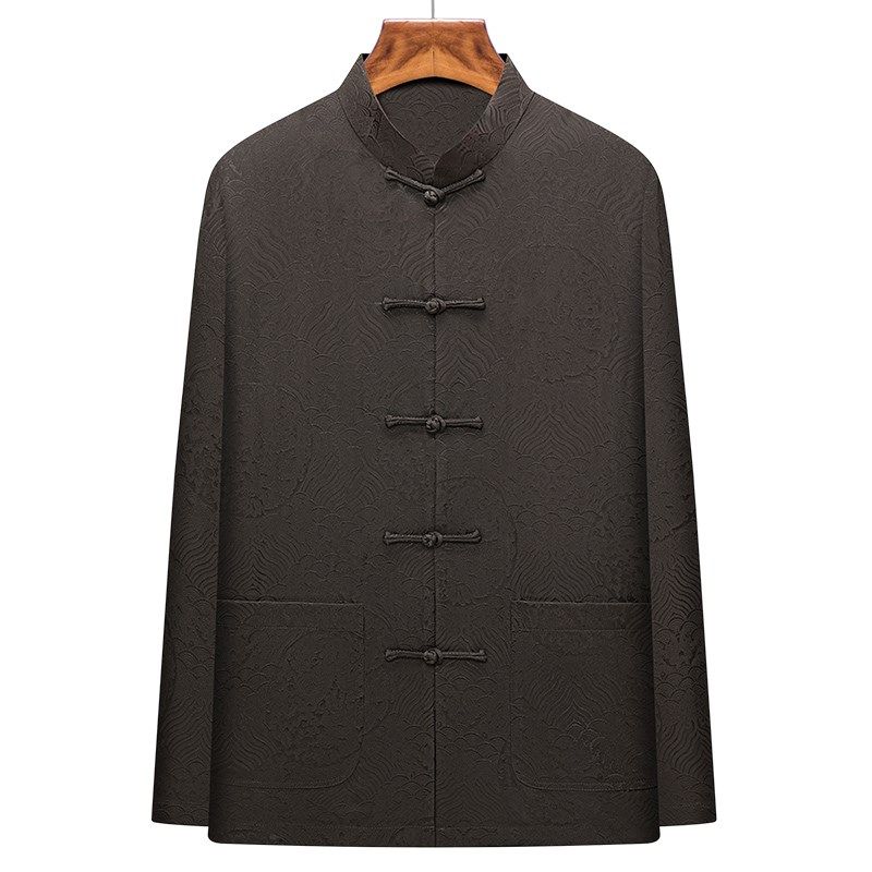 男士唐装衬衫春秋长袖上衣爸爸爷爷中老年人中式男装中国风打底衫,淘宝优惠券,粉丝福利购,淘宝优惠卷