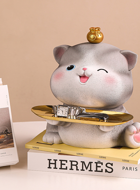 招财猫玄关钥匙收纳门口摆件客厅鞋柜进门家居装饰品乔迁新居礼品