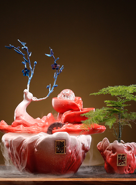 速发流水生财摆喷循环水件泉加湿创意家居客厅办开室桌面乔迁公业