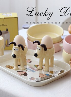 速发小狗陶早瓷餐鸡蛋托高级感摆链小首饰收纳托盘治愈小项件