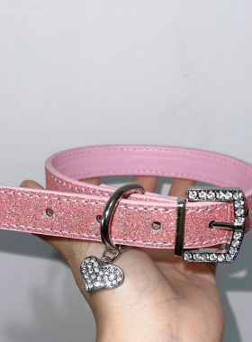 y2k项圈爱心小狗吊坠皮质choker