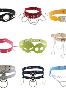男女皮质choker项圈朋克项链盲盒