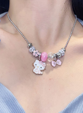 原创钛钢Kitty猫锁骨链闺蜜礼物