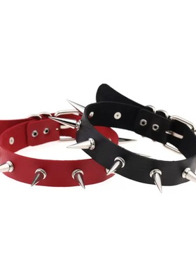 铆钉尖钉皮革男女同款项圈choker