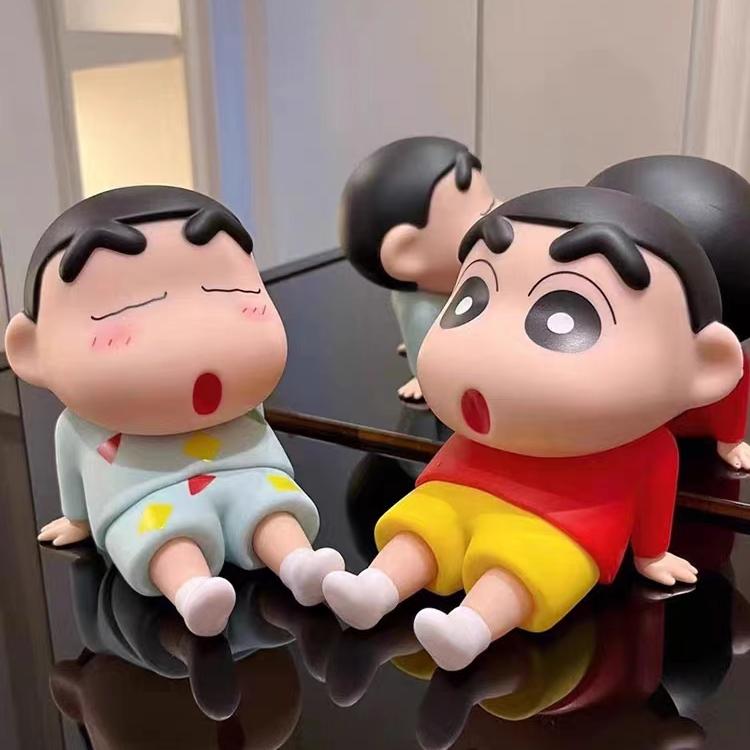 网红蜡笔小新手机支架懒人卡通搪胶手机座动漫手办桌面摆件潮玩送礼模型礼物可爱 - 图0