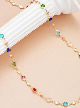 流苏项炼跨界彩色莱茵石流苏项炼利基高端彩色锆石锁骨项炼女士