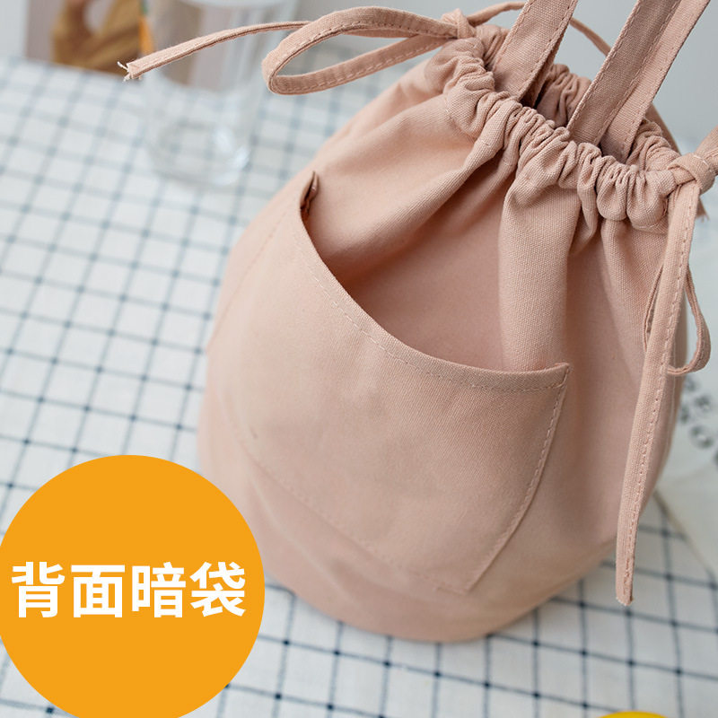 原创新款帆布包女学生可爱手提饭盒便当抽绳束口袋手拎时尚百搭,淘宝优惠券,粉丝福利购,淘宝优惠卷