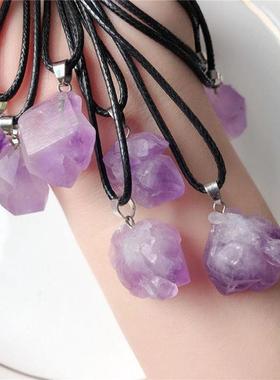 紫水晶项链女款时尚流行水晶吊坠礼学生紫晶D3