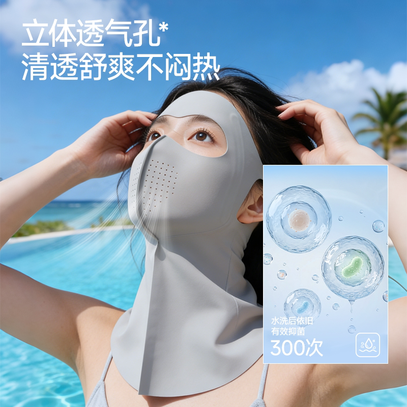 MissWiss护肩颈防晒面罩女轻薄户外防紫外线遮阳透气开车防晒口罩