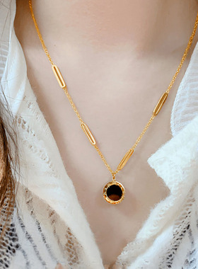 钛钢不褪色双面项链锁骨链