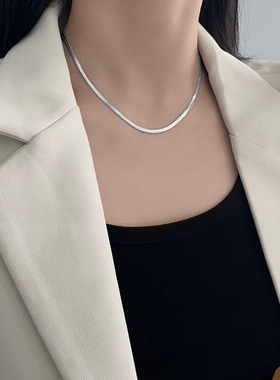 钛钢不褪色扁蛇骨项链冷淡风素链