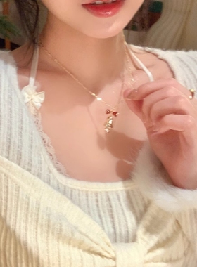 铃铛蝴蝶结项链圣诞节氛围感配饰