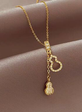 钛钢不褪色金色葫芦项链