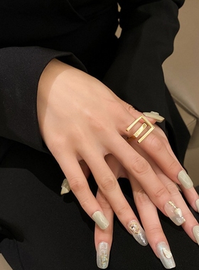 山字型复古夸张戒指18k金不掉色