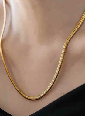 胖女生大码加长镀18K金软蛇骨链