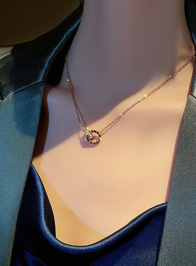 钛钢不褪色罗马双环项链