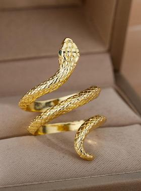 蛇戒指的妇女，男子朋克嘻哈开放可调的黄金