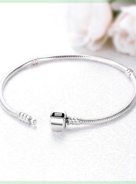 925 Sterling Silver Charm Bead Bracelet For Women Original R