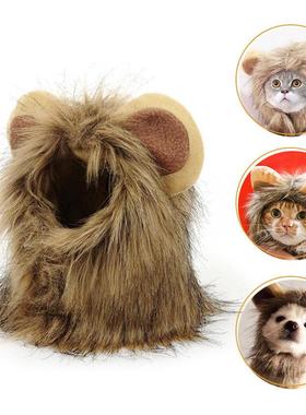 Cute Lion Mane Cat Wig Hat For Dogs And Cat Small Dog Pet Ca