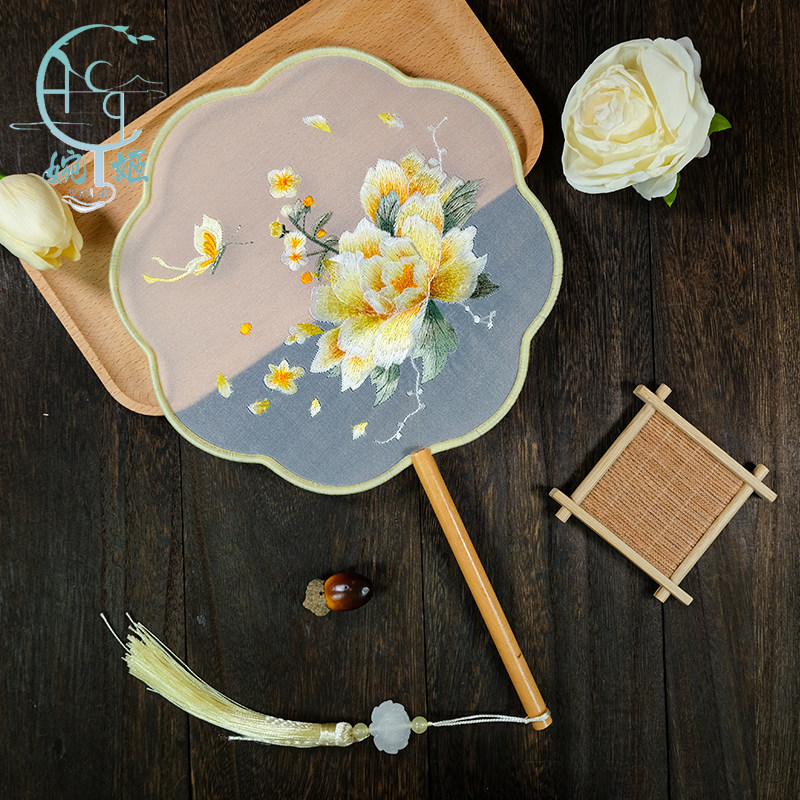 苏绣古风新中式国风团扇双面绣花绣刺绣扇子团扇工艺扇舞蹈专用,淘宝优惠券,粉丝福利购,淘宝优惠卷