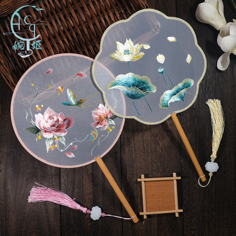 古风扇子刺绣扇子牡丹花鸟绣花扇舞蹈扇中国风苏州汉服女旗袍团扇,淘宝优惠券,粉丝福利购,淘宝优惠卷