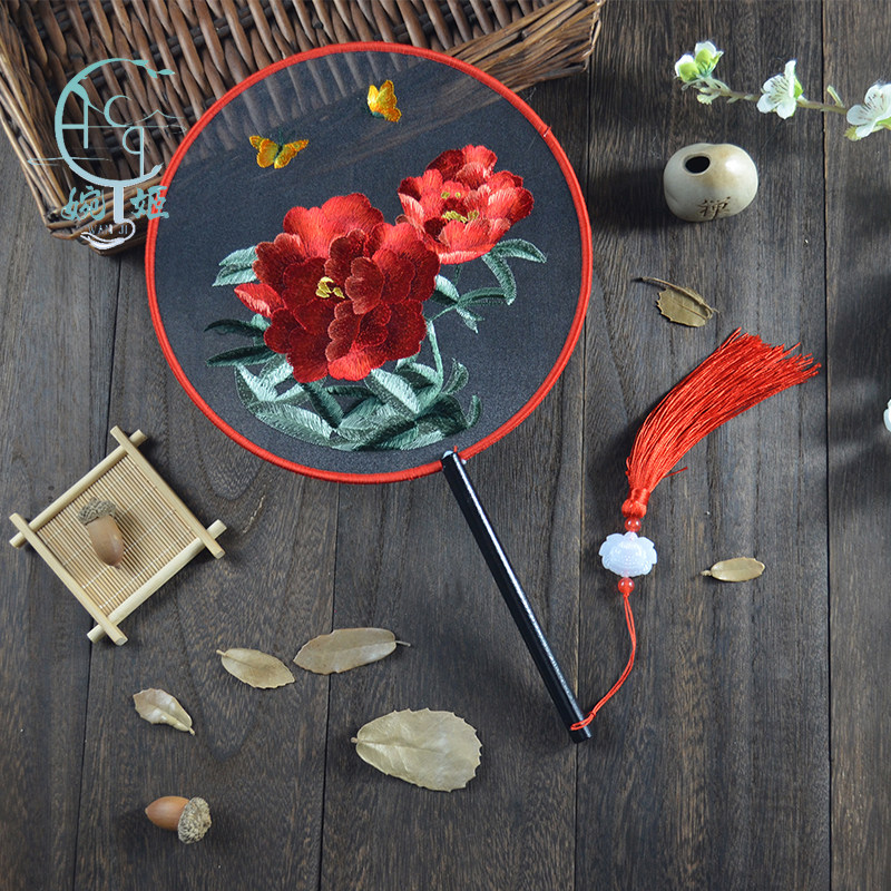 苏绣古风新中式国风团扇双面绣花绣刺绣扇子团扇工艺扇舞蹈专用,淘宝优惠券,粉丝福利购,淘宝优惠卷