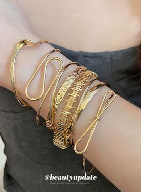 手环韩版光面个性小众气质女高级感开口轻奢圆形手饰手镯设计ins