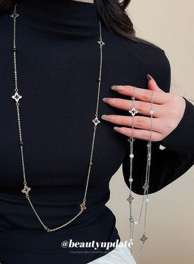 百搭珍珠项链女虎眼石轻奢高级