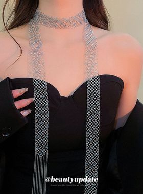 闪亮流苏项链水兵锁骨链多排颈带